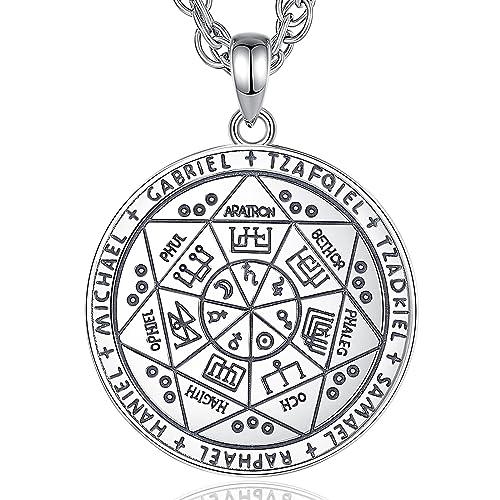 CELESTIA Siegel der Sieben Erzengel Anhänger Schutz Kette Silber 925 Erzengel Michael Medaillon Spiritueller Talisman Amulett Esoterik Geschenke für Frauen Männer Vater Papa von CELESTIA