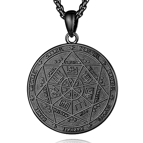 CELESTIA Silber 925 Siegel der Sieben Erzengel Michael Anhänger Amulett Kette Frauen Okkult Alchemie Schmuck Talisman Glücksbringer mit 56cm Edelstahlkette, Esoterik Geschenk von CELESTIA