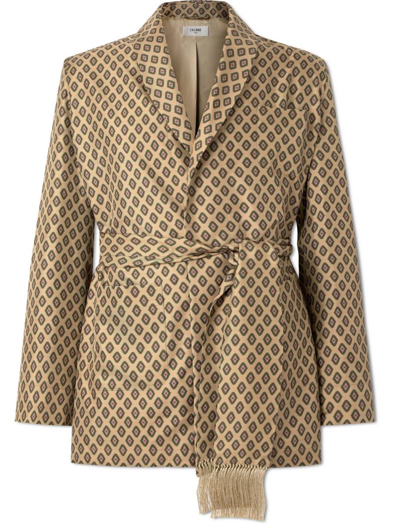 CELINE - Belted Fringed Printed Silk-Twill Jacket - Men - Neutrals - IT 48 CELINE - Belted Fringed Printed Silk-Twill Jacket - Men - Neutrals - IT 48 von CELINE