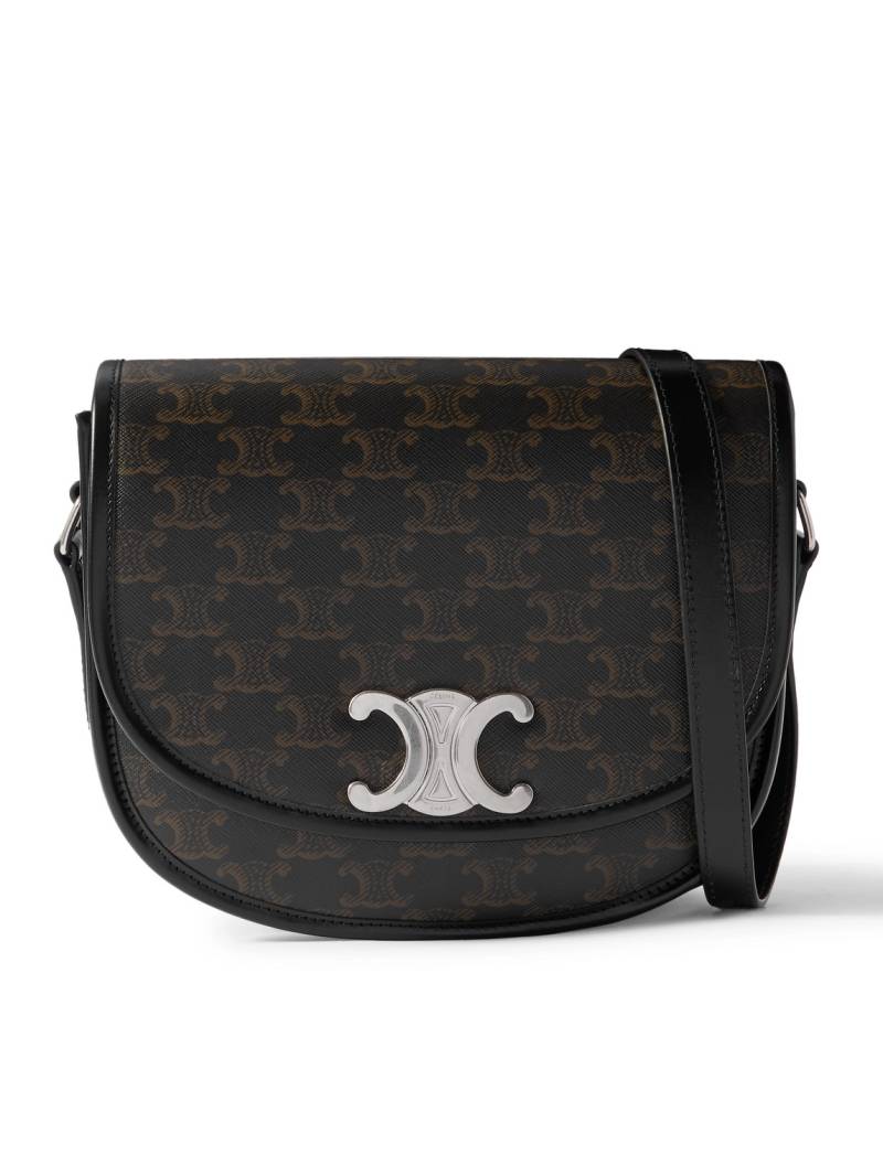 CELINE - Besace Triomphe Medium Leather-Trimmed Logo-Print Coated-Canvas Messenger Bag - Men - Black von CELINE