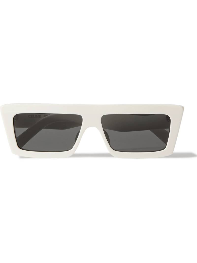 CELINE - CELINE Monochrome 02 Rectangle-Frame Acetate Sunglasses - Men - White von CELINE