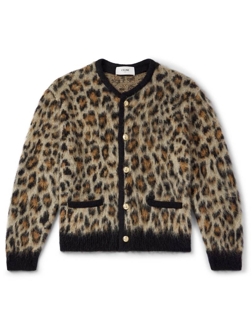 CELINE - Cropped Leopard-Print Mohair-Blend Cardigan - Men - Animal print - XXL von CELINE