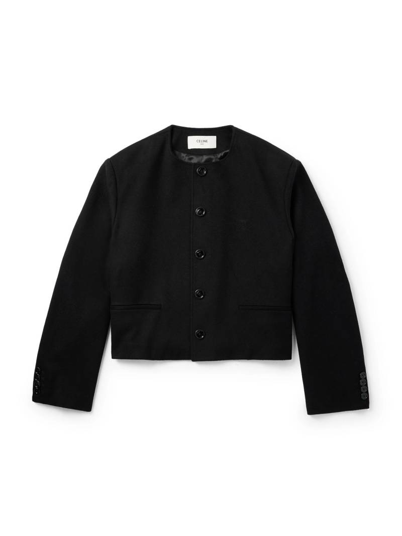 CELINE - Cropped Logo-Embroidered Wool-Felt Jacket - Men - Black - IT 46 von CELINE