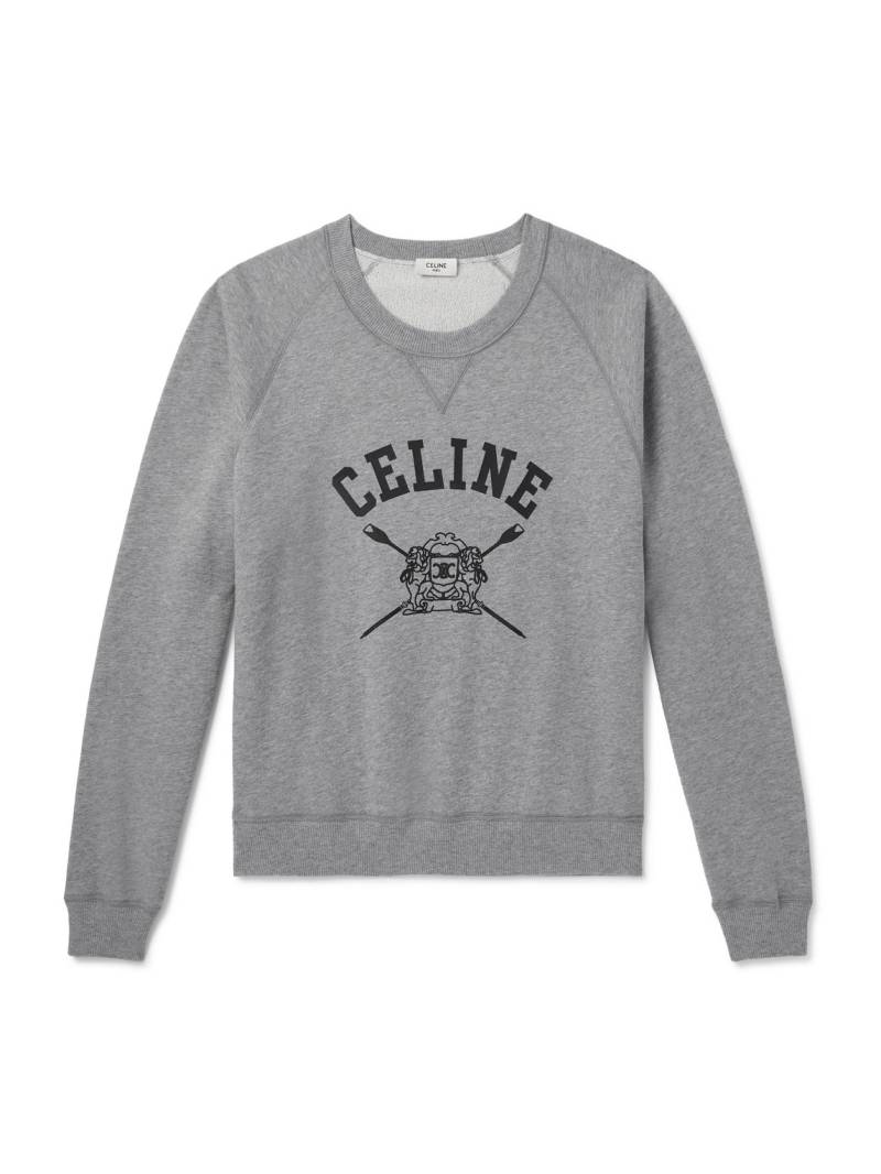 CELINE - Cropped Logo-Print Cotton-Jersey Sweatshirt - Men - Gray - XS von CELINE