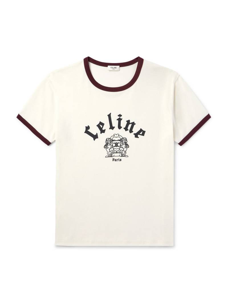 CELINE - Cropped Logo-Print Cotton-Jersey T-Shirt - Men - Neutrals - S von CELINE