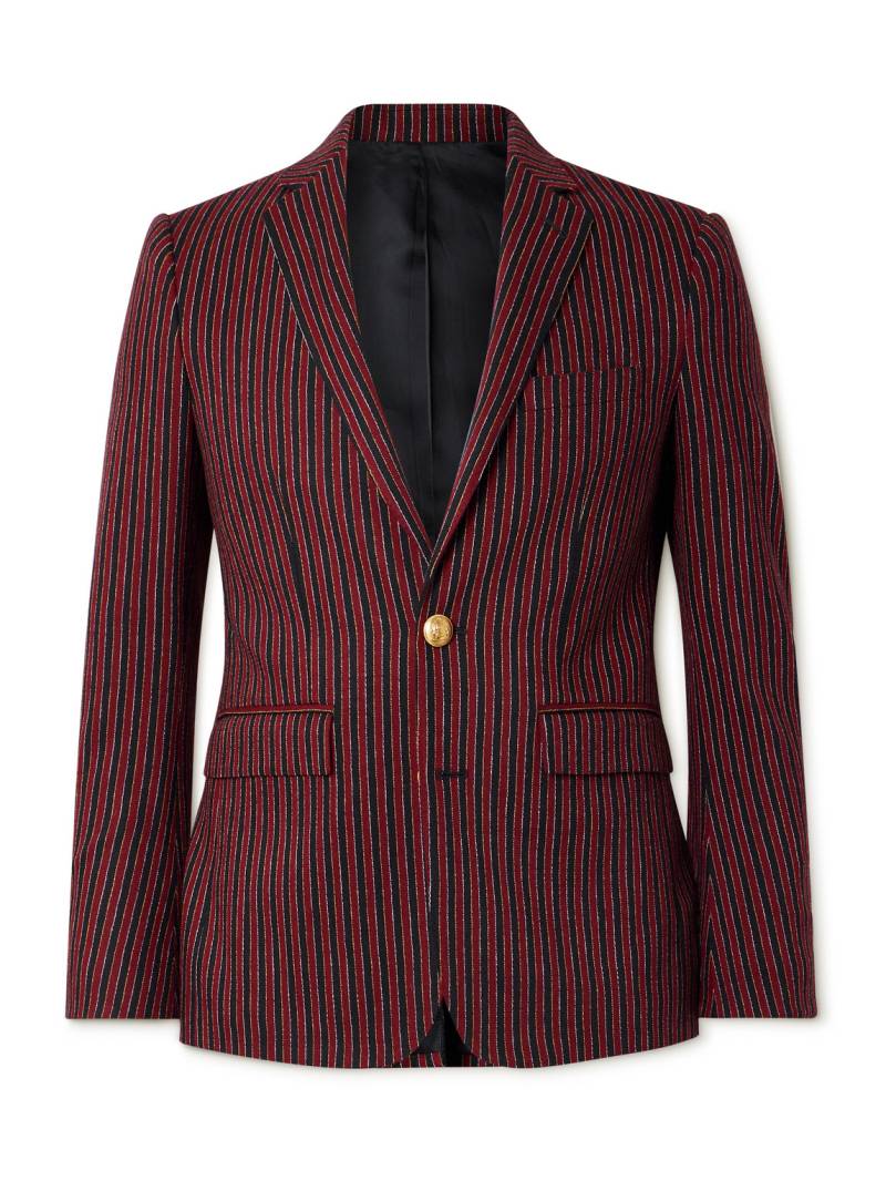 CELINE - Embroidered Striped Wool and Lycra-Blend Blazer - Men - Red - IT 56 von CELINE