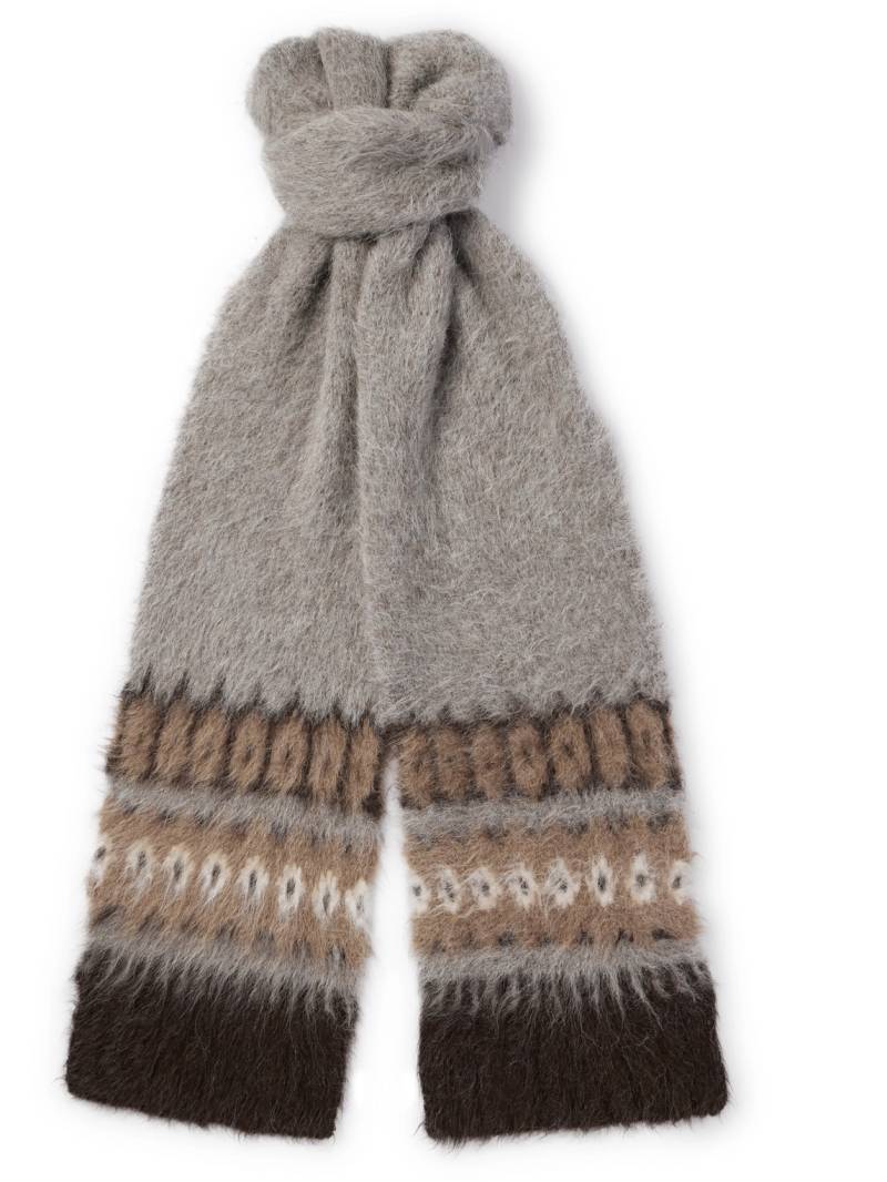 CELINE - Fair Isle Brushed Alpaca-Blend Scarf - Men - Brown von CELINE