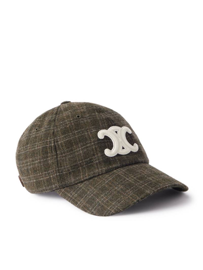 CELINE - Logo-Appliquéd Checked Wool-Felt Baseball Cap - Men - Brown - M von CELINE