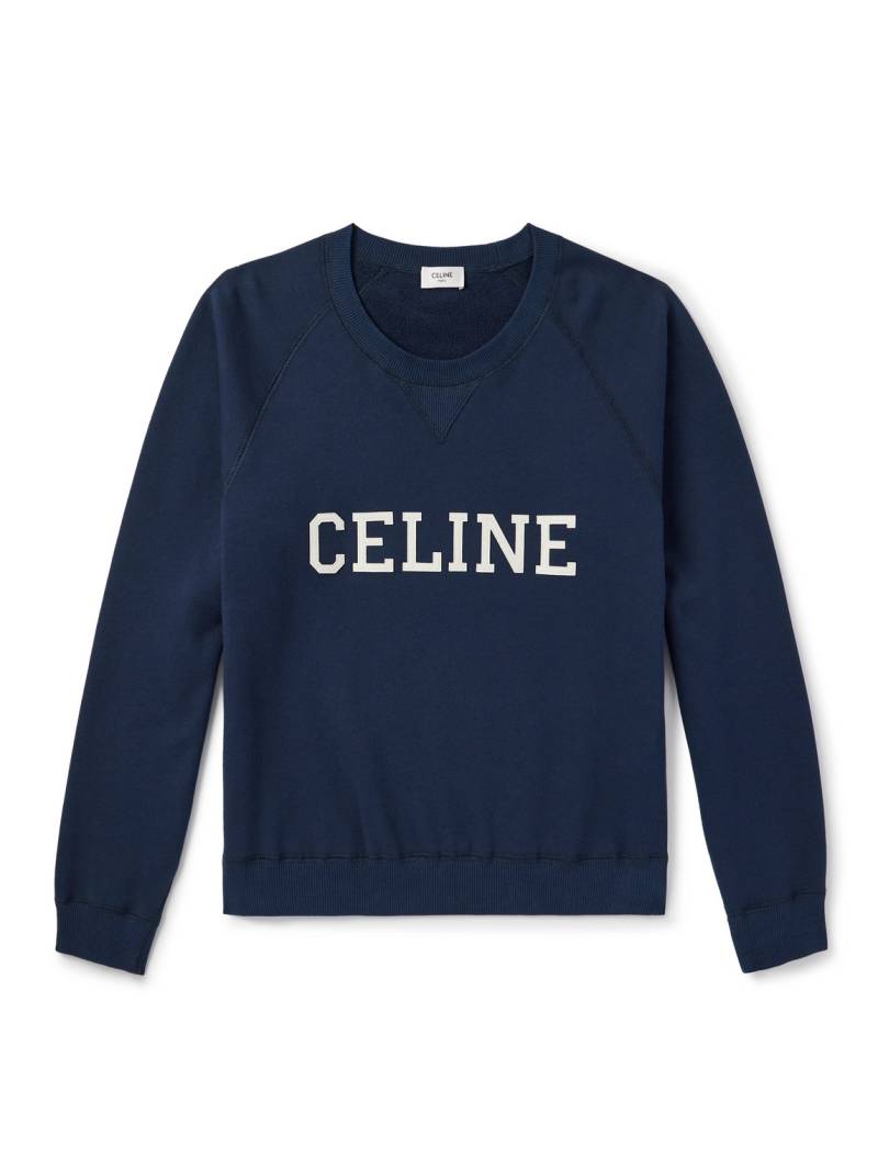 CELINE - Logo-Appliquéd Cotton-Jersey Sweatshirt - Men - Blue - M von CELINE