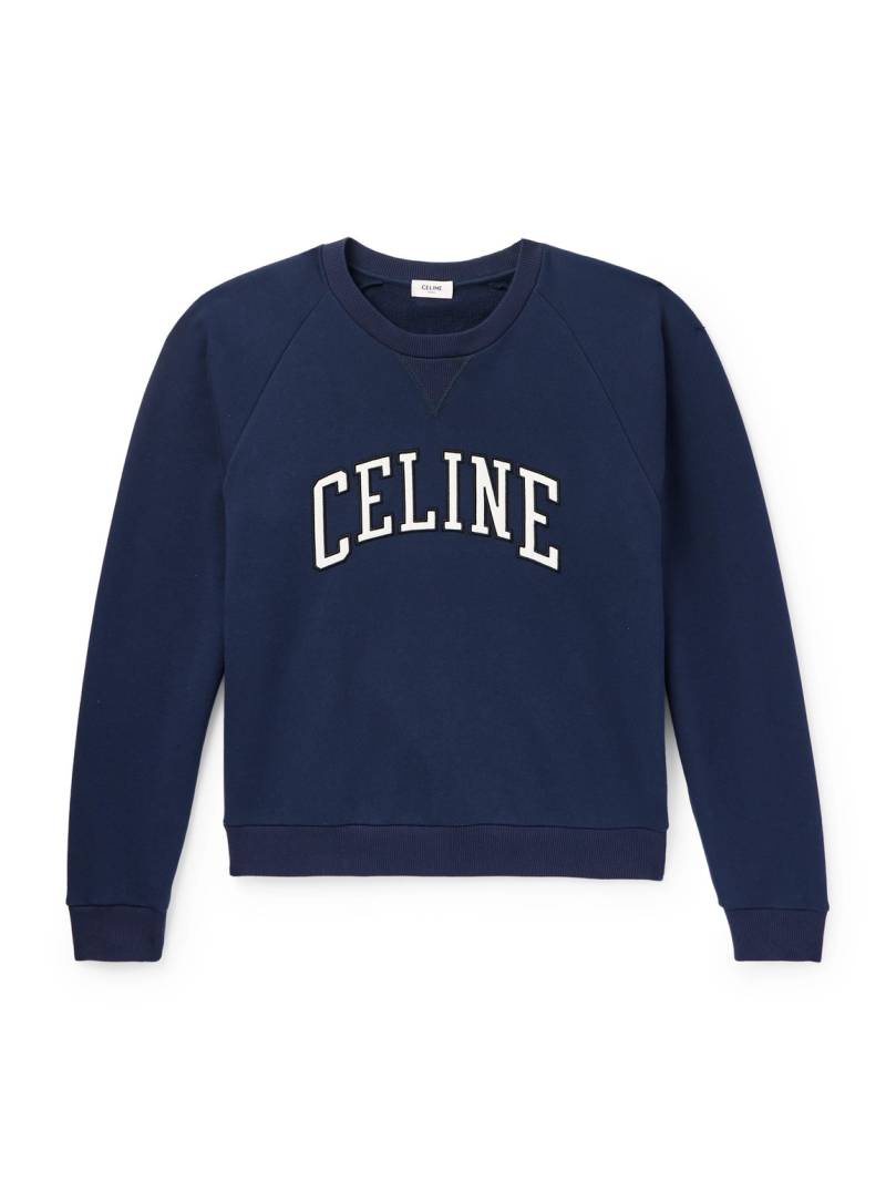 CELINE - Logo-Appliquéd Cotton-Jersey Sweatshirt - Men - Blue - XXL von CELINE