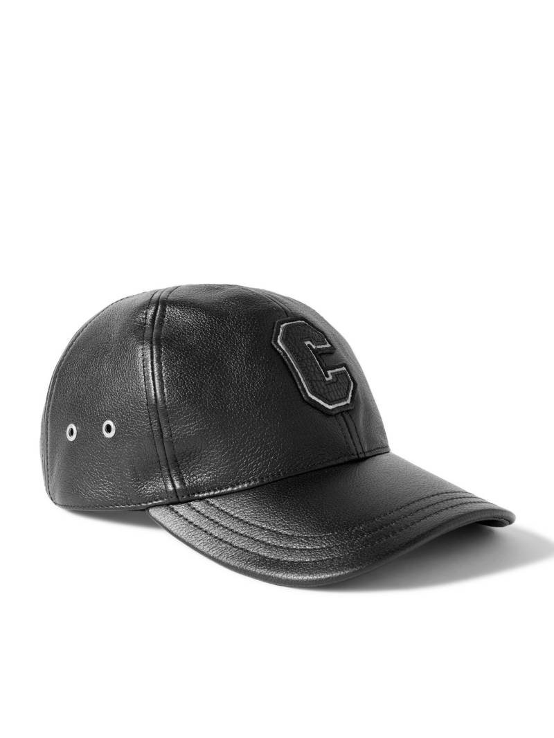 CELINE - Logo-Appliquéd Embroidered Full-Grain Leather Baseball Cap - Men - Black - M von CELINE