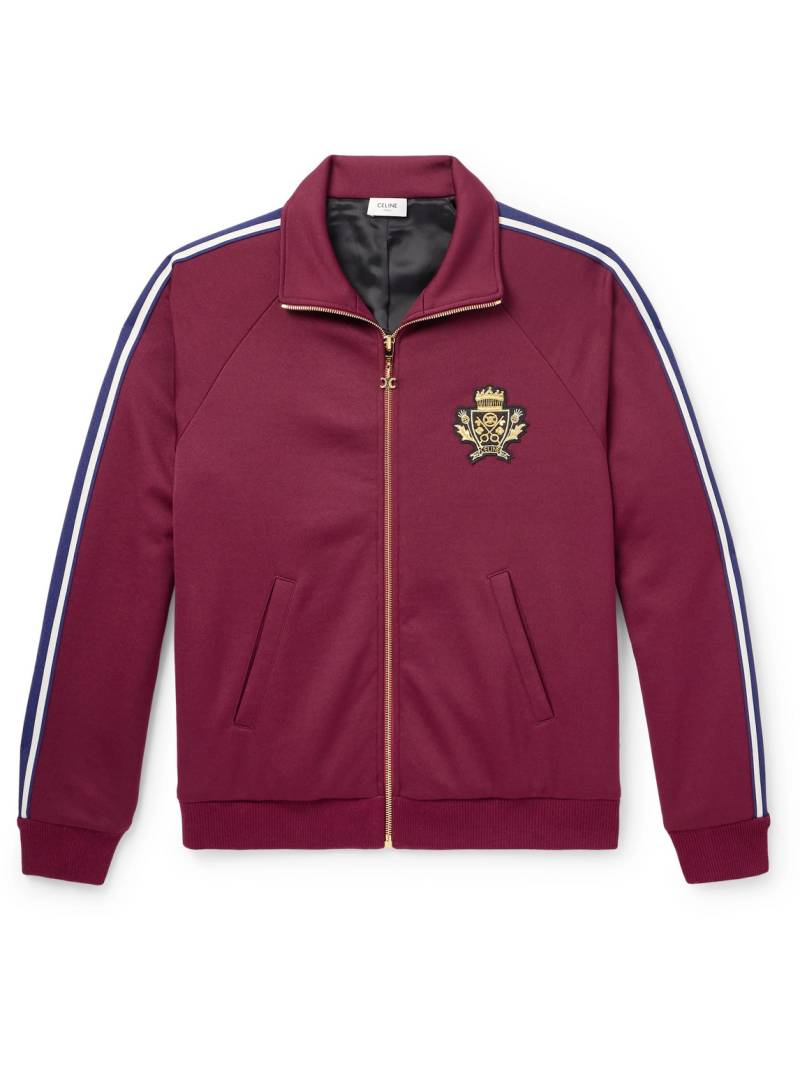 CELINE - Logo-Appliquéd Striped Jersey Track Jacket - Men - Burgundy - XS von CELINE