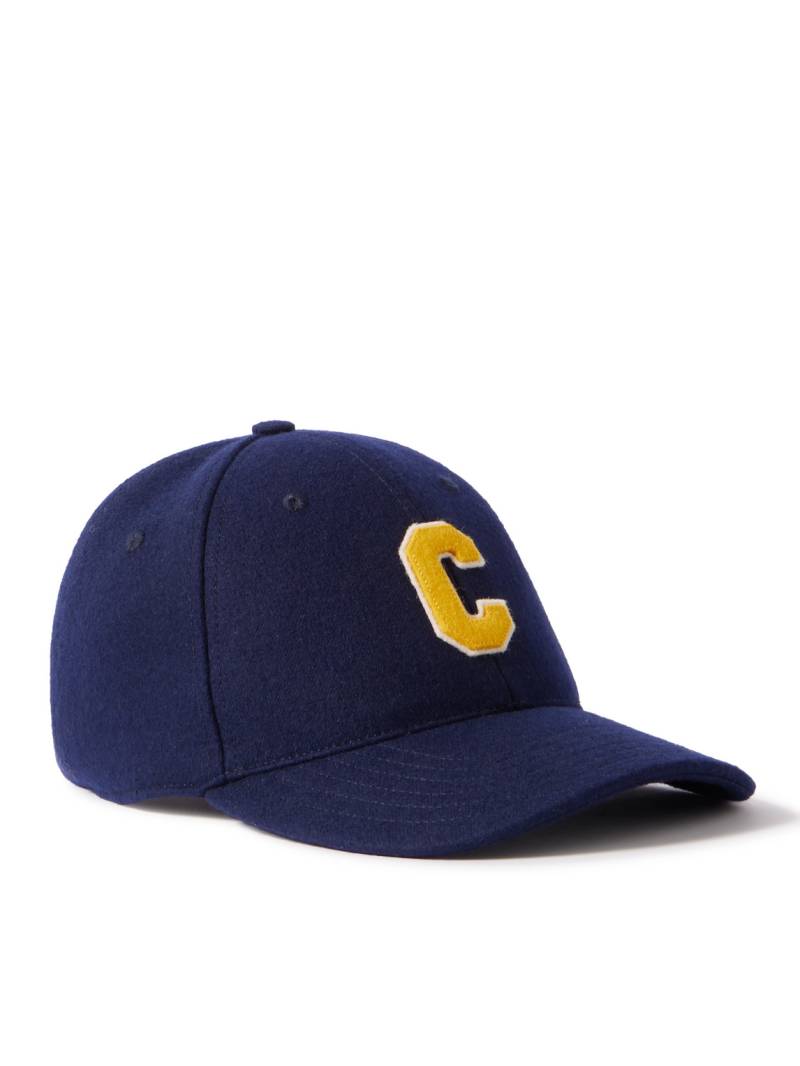 CELINE - Logo-Appliquéd Virgin Wool-Blend Flannel Baseball Cap - Men - Blue - L von CELINE