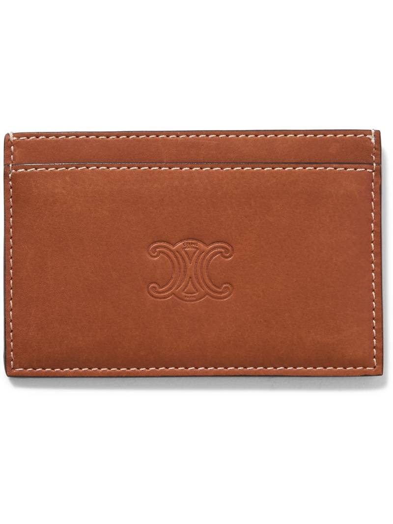 CELINE - Logo-Debossed Leather Cardholder - Men - Brown von CELINE