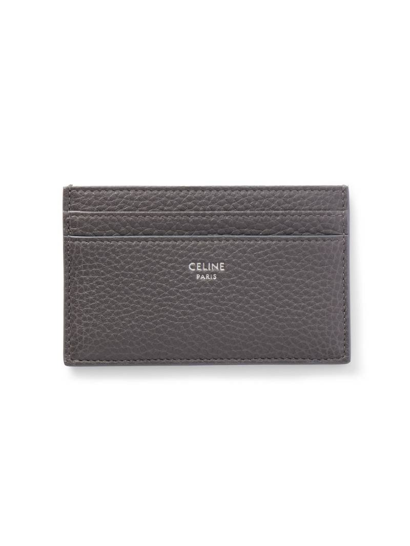 CELINE - Logo-Detailed Full-Grain Leather Cardholder - Men - Gray von CELINE