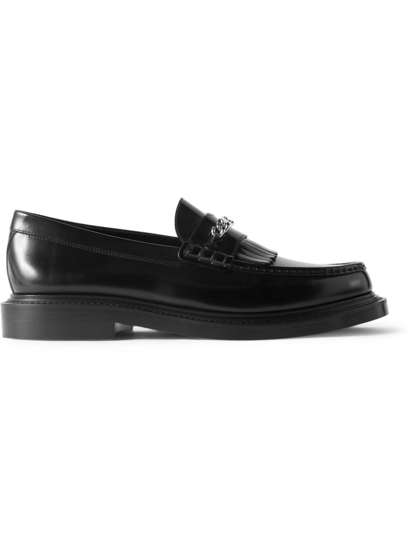 CELINE - Logo-Embellished Fringed Leather Loafers - Men - Black - EU 40 von CELINE