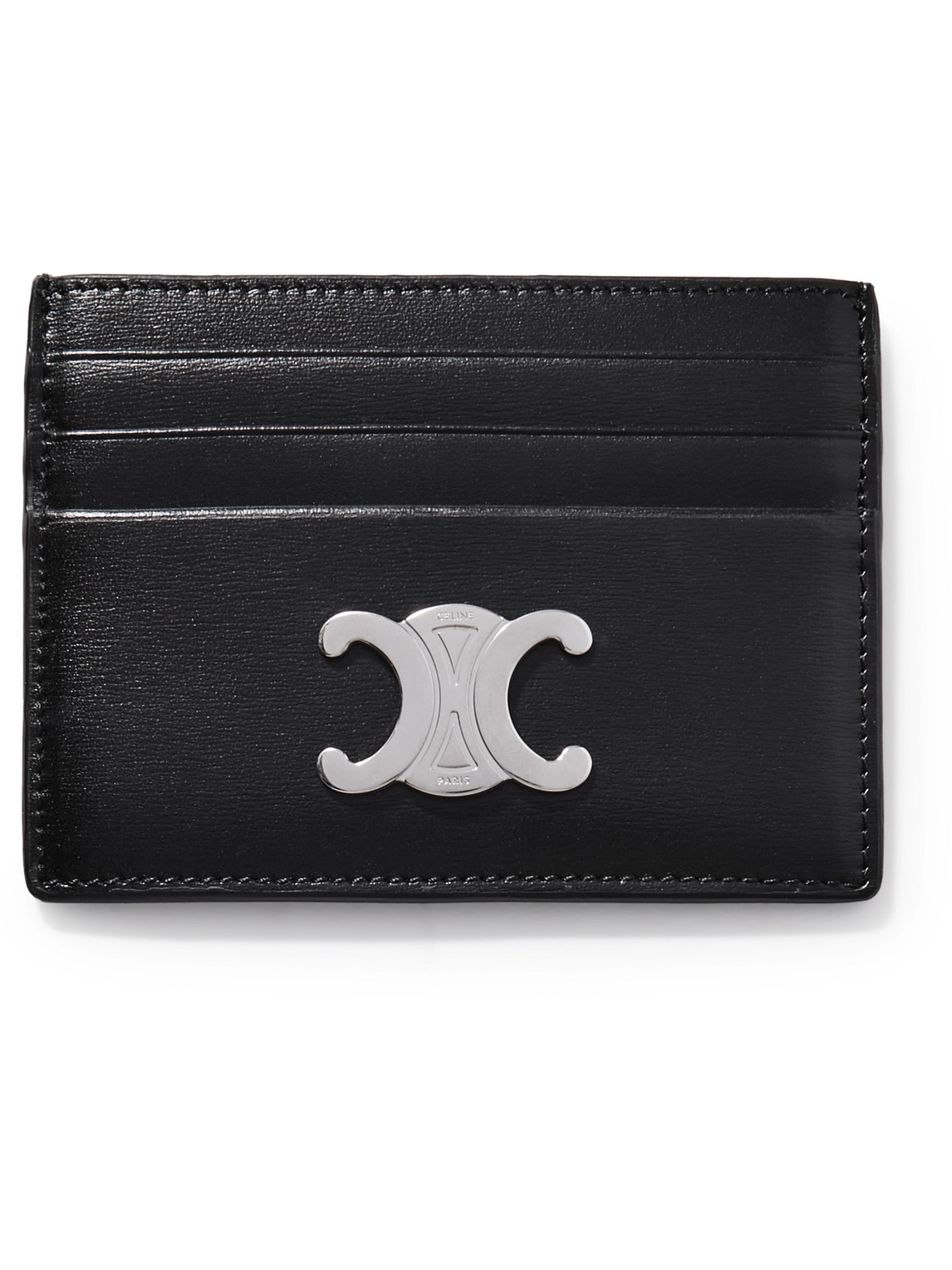 CELINE - Logo-Embellished Textured-Leather Cardholder - Men - Black von CELINE