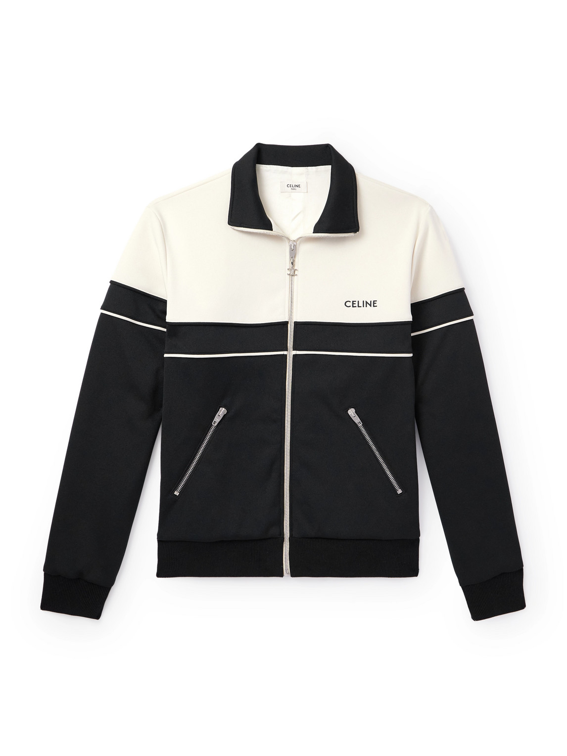 CELINE - Logo-Embroidered Colour-Block Jersey Track Jacket - Men - Black - S von CELINE