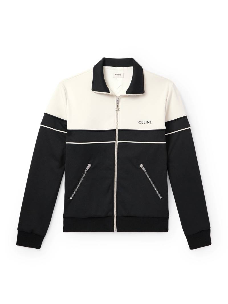 CELINE - Logo-Embroidered Colour-Block Jersey Track Jacket - Men - Black - XS von CELINE