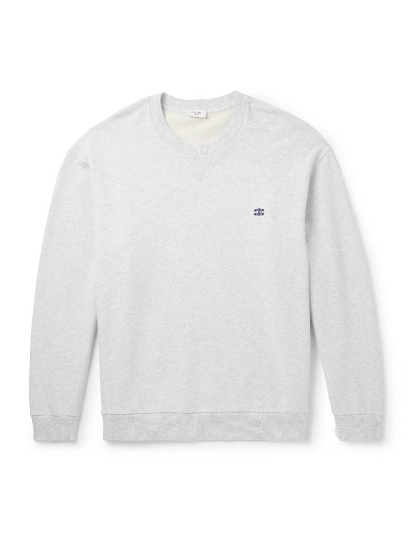 CELINE - Logo-Embroidered Cotton-Jersey Sweatshirt - Men - Gray - XL von CELINE