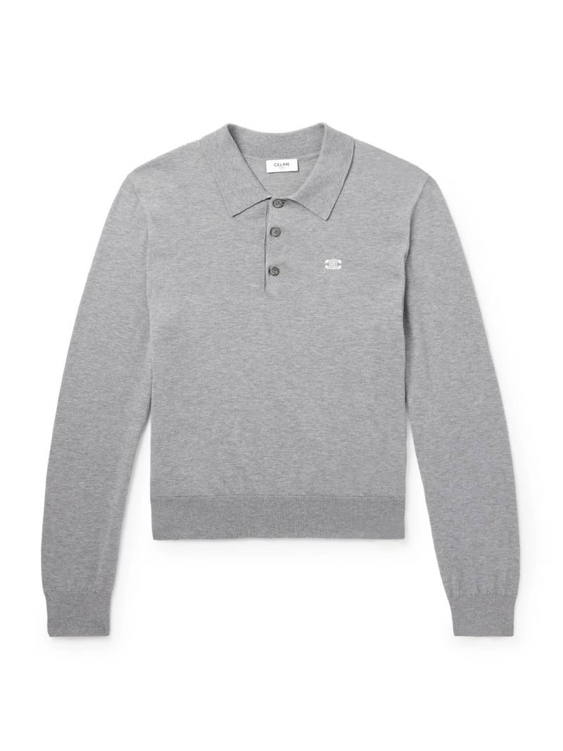 CELINE - Logo-Embroidered Cotton Polo Shirt - Men - Gray - XXL CELINE - Logo-Embroidered Cotton Polo Shirt - Men - Gray - XXL von CELINE