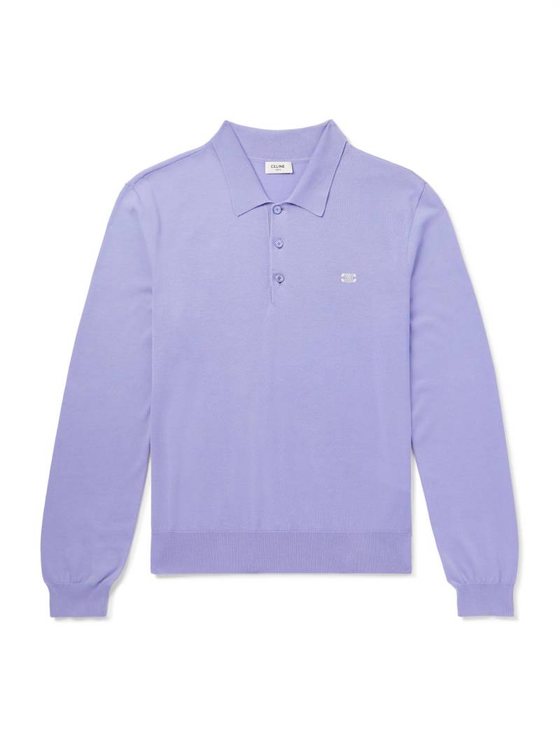 CELINE - Logo-Embroidered Cotton Polo Shirt - Men - Purple - M CELINE - Logo-Embroidered Cotton Polo Shirt - Men - Purple - M von CELINE
