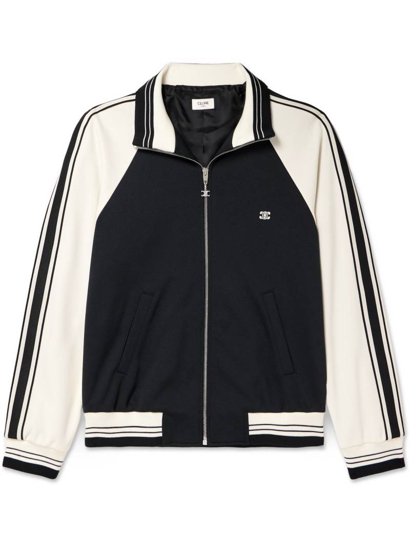 CELINE - Logo-Embroidered Striped Tech-Jersey Track Jacket - Men - Black - XS von CELINE