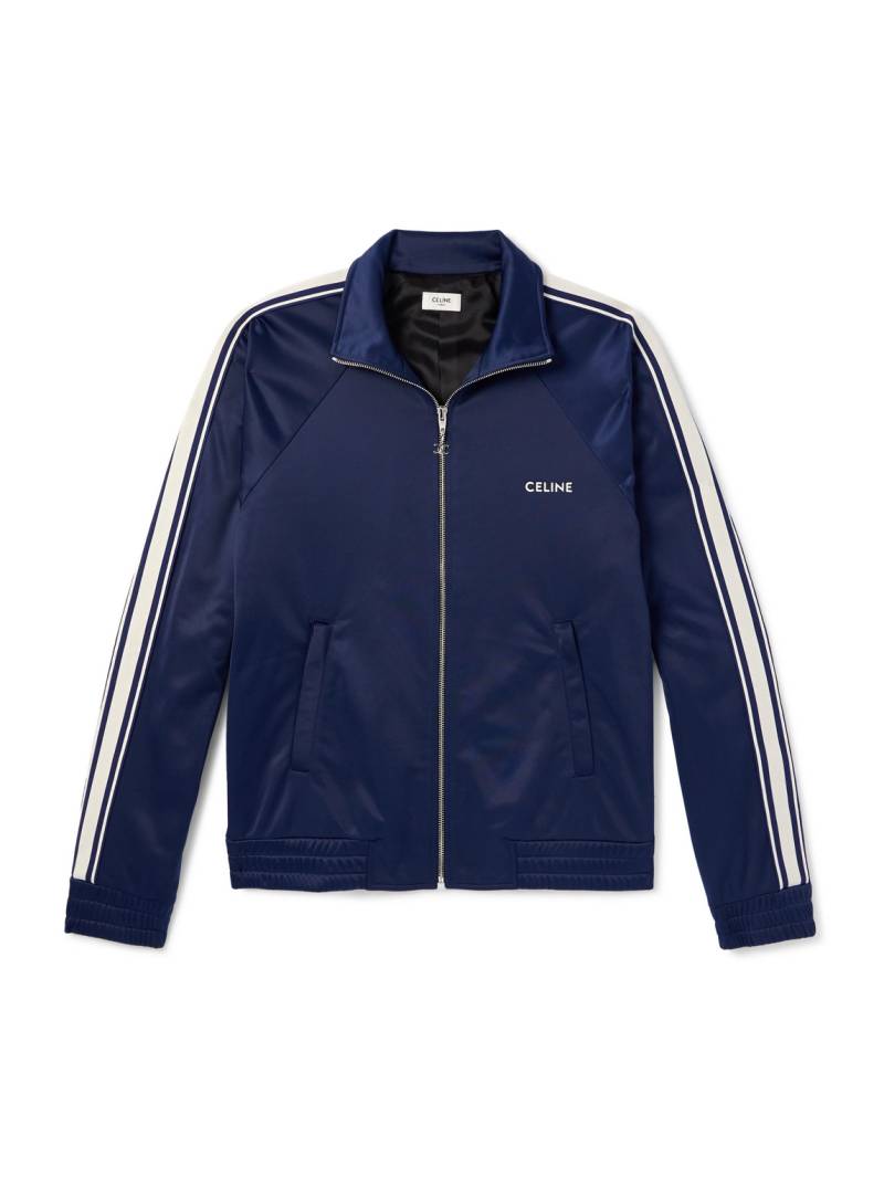 CELINE - Logo-Embroidered Striped Tech-Jersey Track Jacket - Men - Blue - XS von CELINE