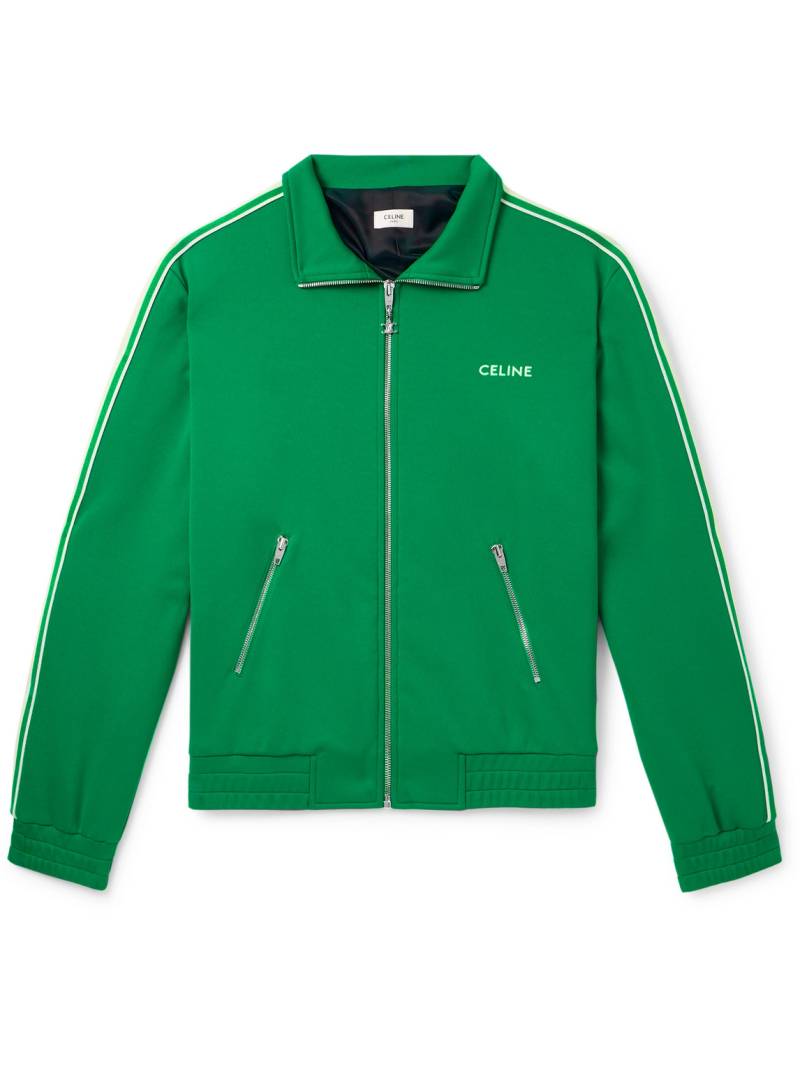 CELINE - Logo-Embroidered Striped Tech-Jersey Track Jacket - Men - Green - L von CELINE