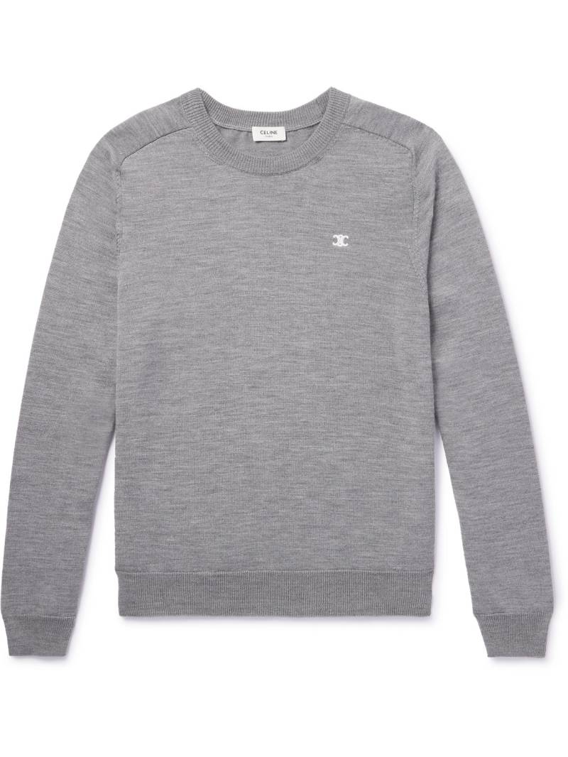CELINE - Logo-Embroidered Wool Sweater - Men - Gray - XS von CELINE