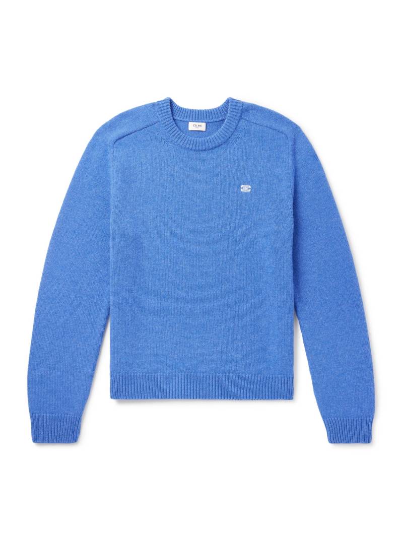 CELINE - Logo-Embroidered Wool and Cashmere-Blend Sweater - Men - Blue - XXL von CELINE