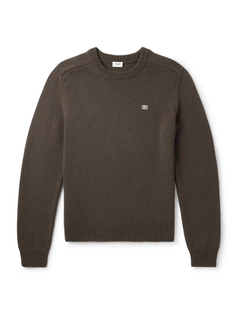 CELINE - Logo-Embroidered Wool and Cashmere-Blend Sweater - Men - Brown - M von CELINE