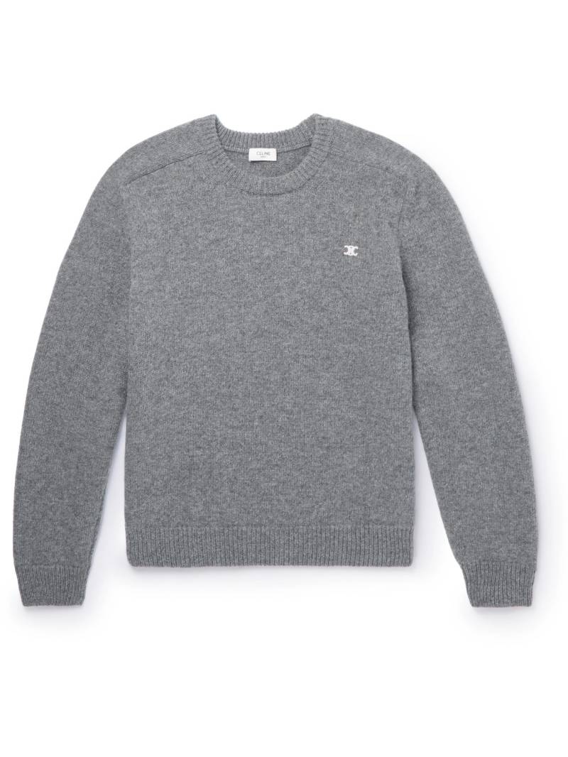 CELINE - Logo-Embroidered Wool and Cashmere-Blend Sweater - Men - Gray - XS von CELINE