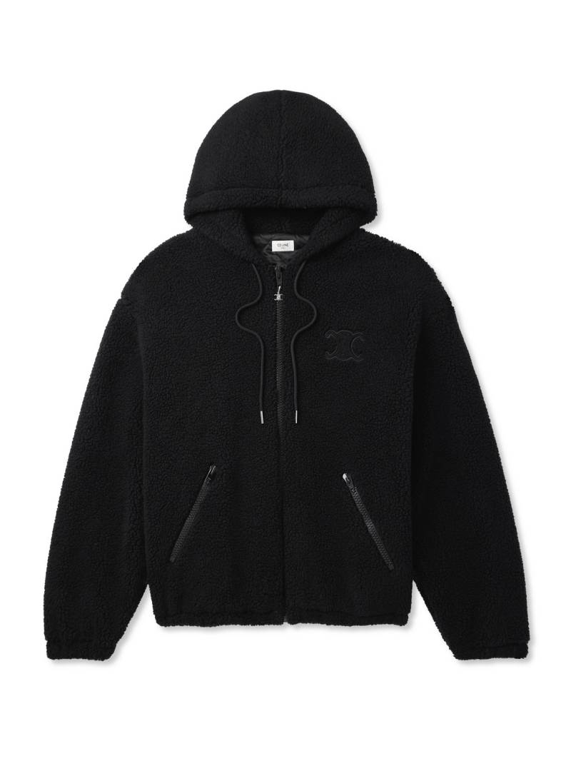 CELINE - Logo-Embroidered Wool and Cotton-Blend Fleece Hooded Jacket - Men - Black - L von CELINE