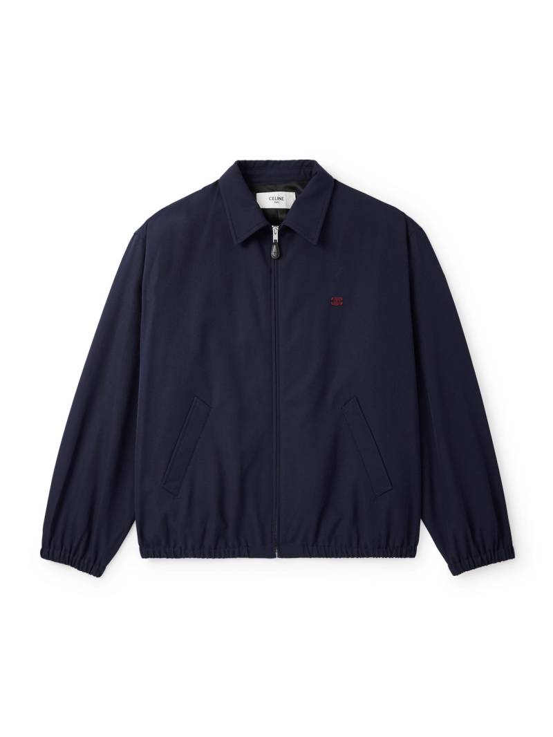 CELINE - Logo-Embroidered Wool and Cotton-Blend Gabardine Blouson Jacket - Men - Blue - IT 48 von CELINE