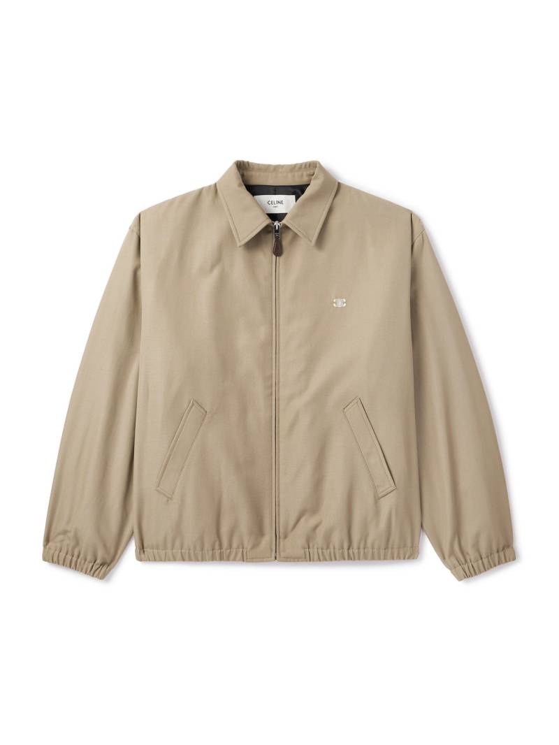 CELINE - Logo-Embroidered Wool and Cotton-Blend Gabardine Blouson Jacket - Men - Brown - IT 52 von CELINE