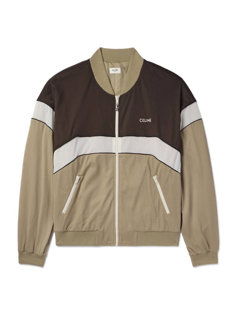 CELINE - Logo-Print Colour-Block Mesh Track Jacket - Men - Brown - XL von CELINE