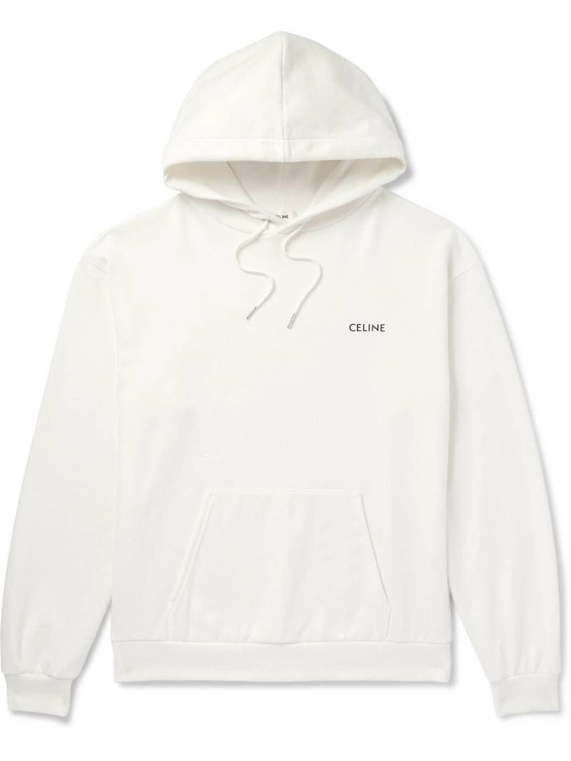 CELINE - Logo-Print Cotton-Jersey Hoodie - Men - Neutrals - S von CELINE