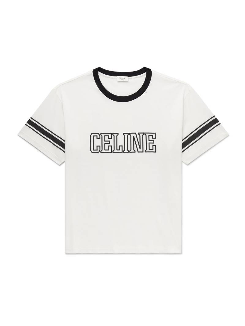 CELINE - Logo-Print Cotton-Jersey T-Shirt - Men - Neutrals - XL von CELINE