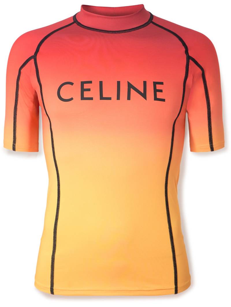 CELINE - Logo-Print Dégradé Stretch-Jersey T-Shirt - Men - Orange - M von CELINE