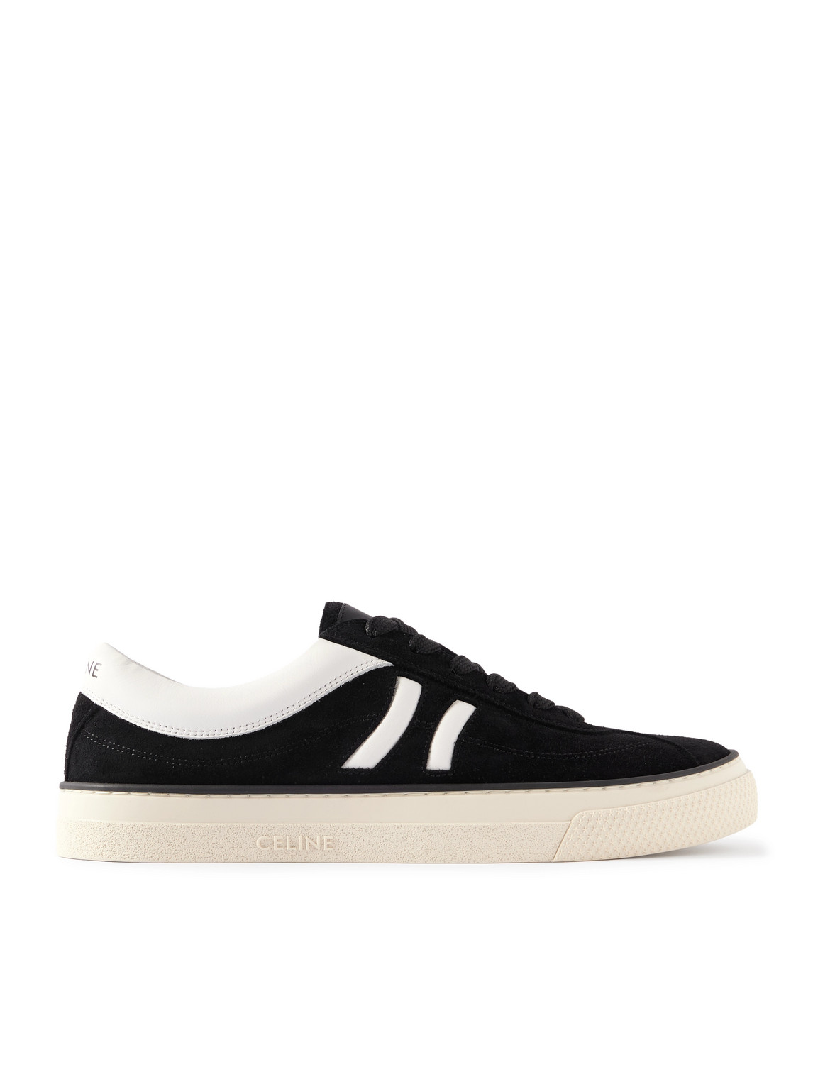 CELINE - Logo-Print Leather-Trimmed Suede Sneakers - Men - Black - EU 40 von CELINE