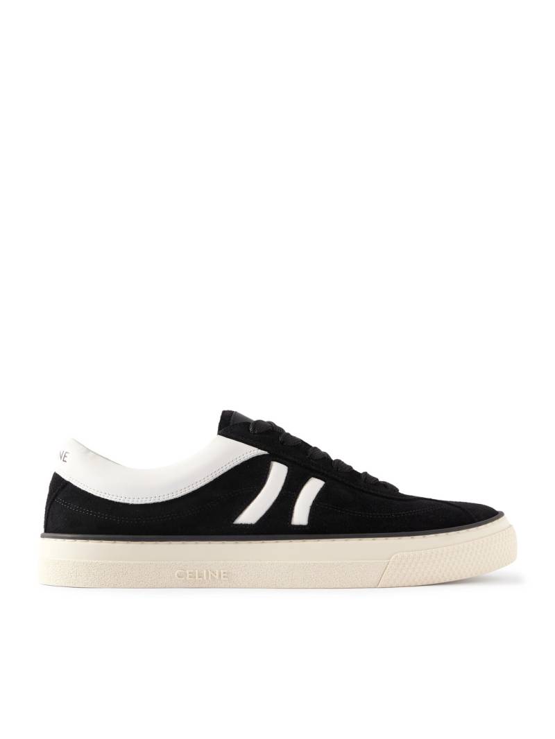 CELINE - Logo-Print Leather-Trimmed Suede Sneakers - Men - Black - EU 40 von CELINE
