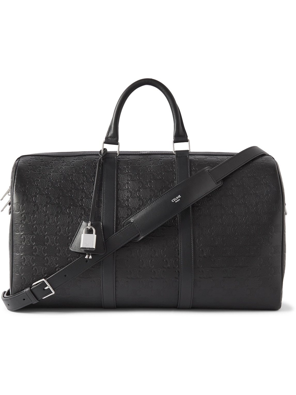 CELINE - Medium Voyage Logo-Debossed Leather Holdall - Men - Black von CELINE