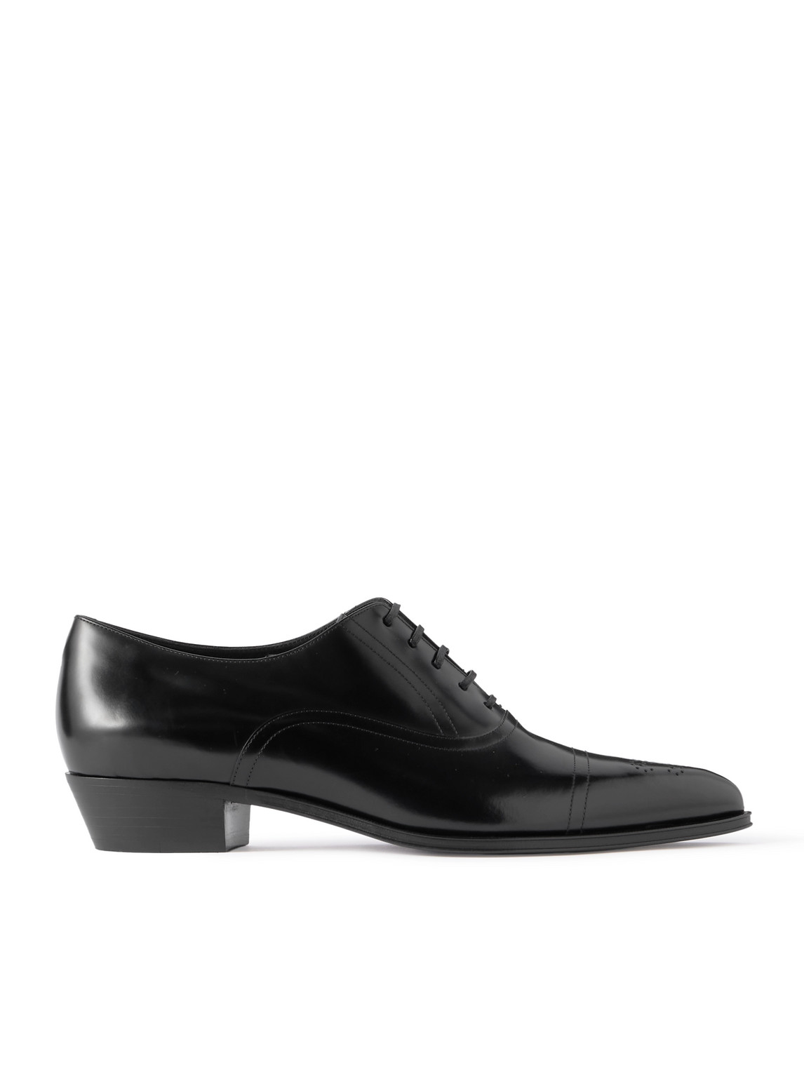 CELINE - Perforated Polished-Leather Oxford Shoes - Men - Black - EU 44 von CELINE