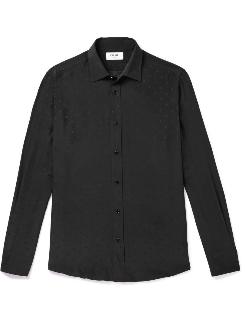 CELINE - Silk-Satin Jacquard Shirt - Men - Black - EU 41 von CELINE
