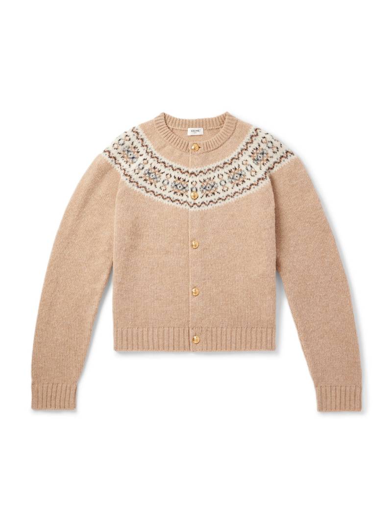 CELINE - Slim-Fit Fair Isle Wool Cardigan - Men - Brown - XL von CELINE