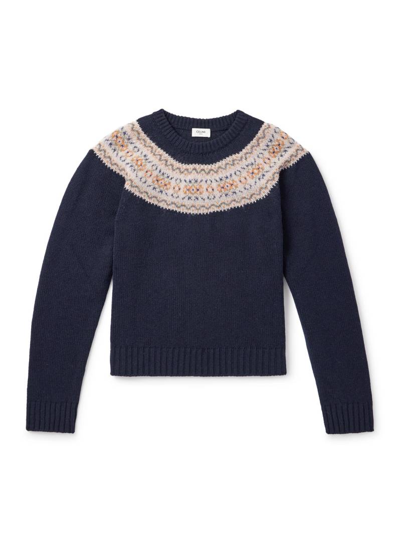 CELINE - Slim-Fit Fair Isle Wool Sweater - Men - Blue - XXL von CELINE
