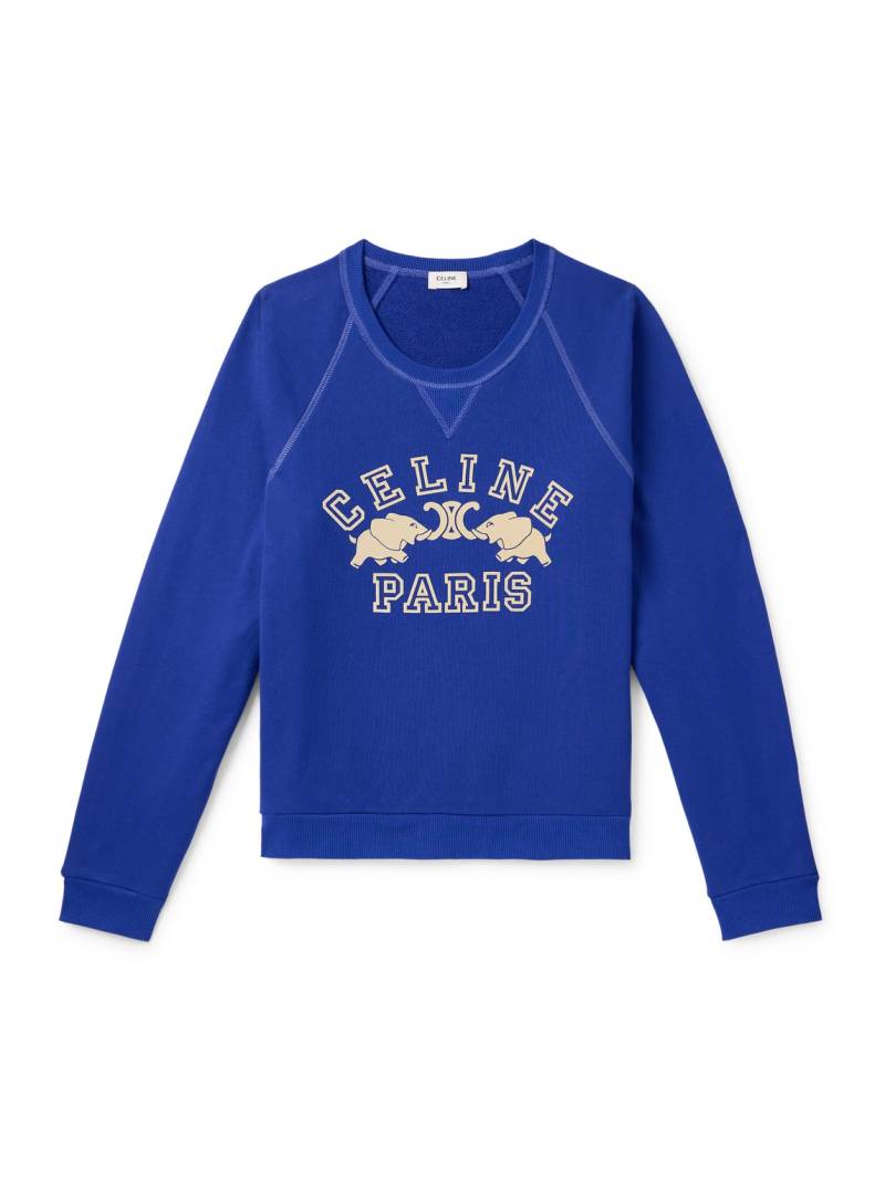 CELINE - Slim-Fit Logo-Print Cotton-Jersey Sweatshirt - Men - Blue - XXL von CELINE