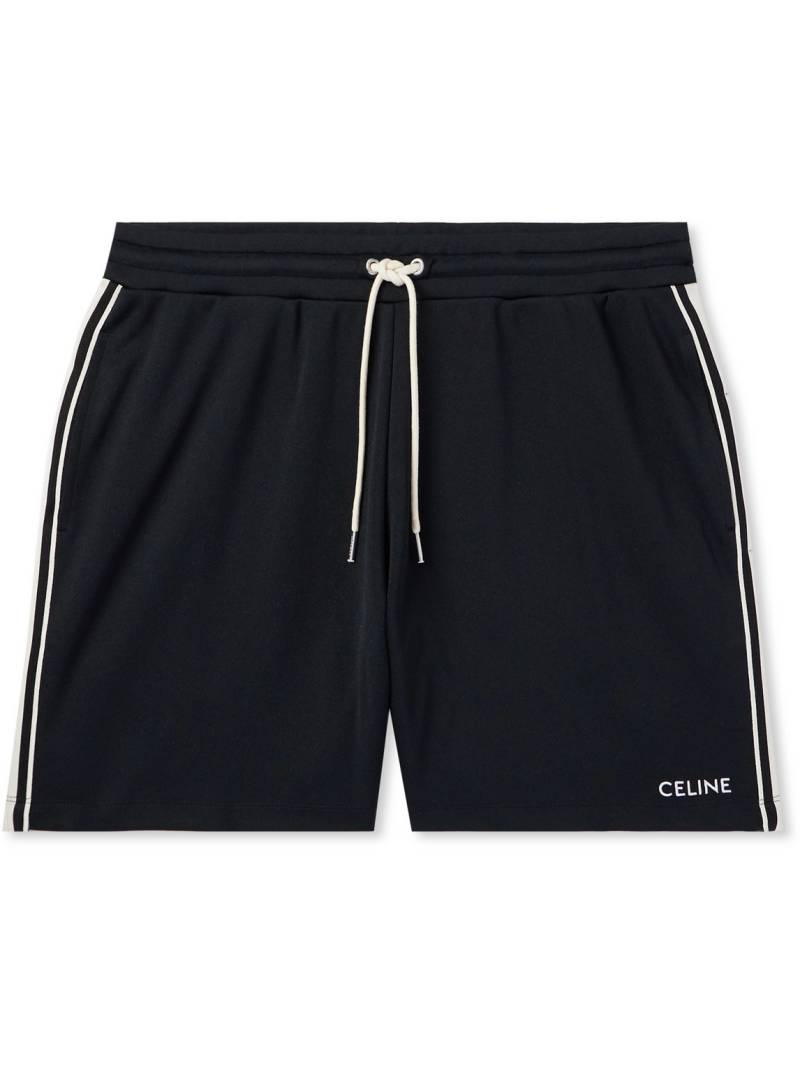 CELINE - Straight-Leg Logo-Embroidered Striped Jersey Drawstring Shorts - Men - Black - XS von CELINE