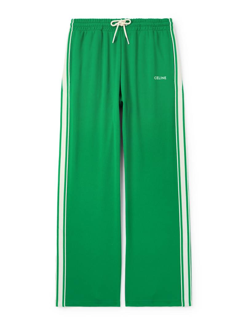 CELINE - Straight-Leg Logo-Embroidered Striped Jersey Track Pants - Men - Green - M von CELINE
